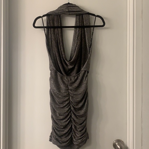 Backless Metallic Draped Front Dress - Picture 4 of 10